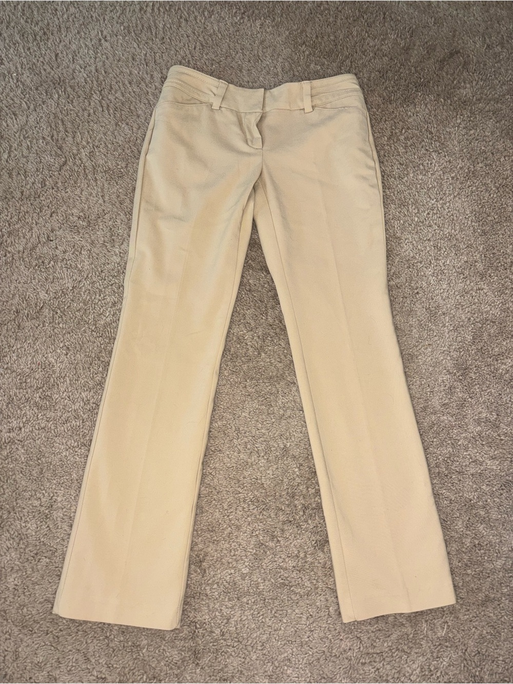 7th Avenue Women's 2 Petite Cream Straight-Leg Dress Pants
